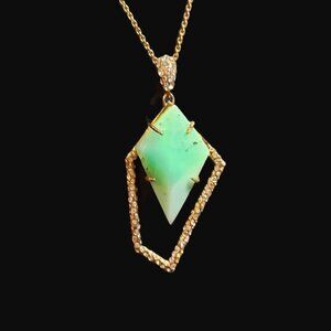 NWOT Alexis Bittar Rare Geometric Chrysoprase & Crystal Statement Necklace